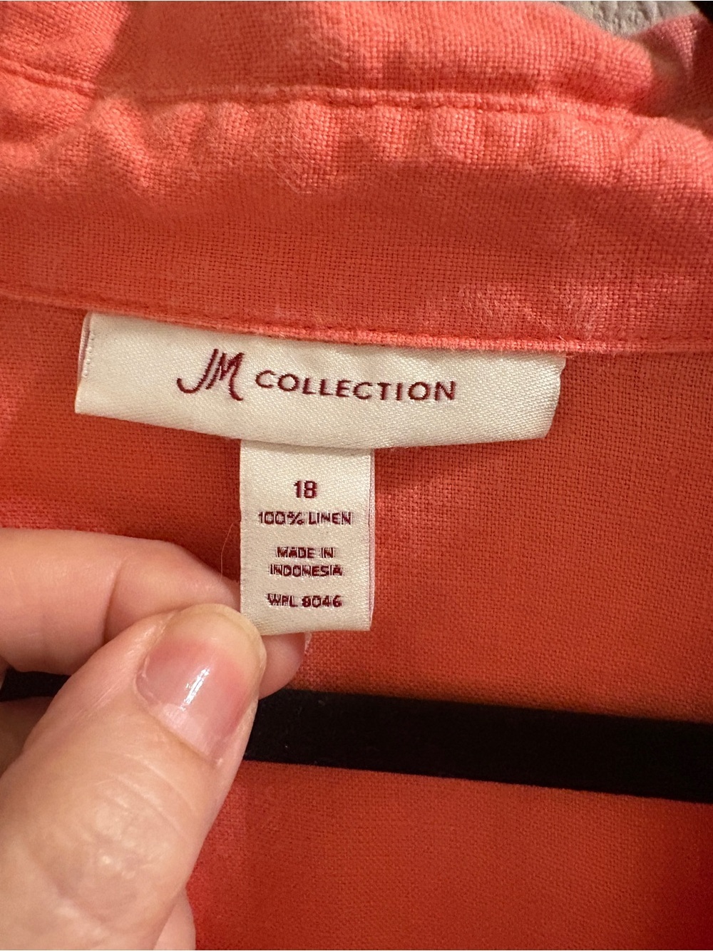 JM Collection 100% Linen Coral Button Front Roll Tab Shirt Size 18 Plus - Picture 2 of 15